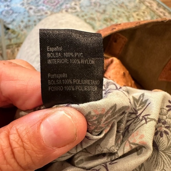 Vintage Synthetic Leather Tote Bag Light Brown - Picture 15 of 15